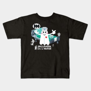 BOO Nurse dressed as a GHOST - cute Halloween Kids T-Shirt